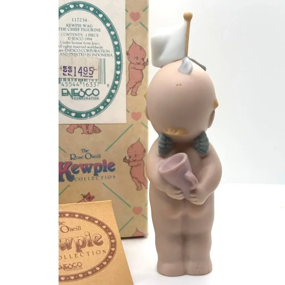 VTG 1994 Enesco, Rose O'Neill Porcelain Kewpie Doll, The Chief Figurine w/Box